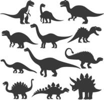 Silhouette prähistorisch Dinosaurier verschiedene schwarz Farbe nur vektor