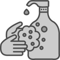 Hand waschen Linie gefüllt Graustufen Symbol Design vektor