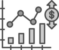 Markt Fluktuation Linie gefüllt Graustufen Symbol Design vektor