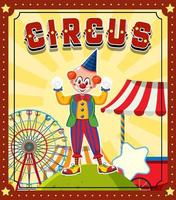 cirkus banner design med clown seriefigur vektor