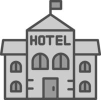 Hotel Linie gefüllt Graustufen Symbol Design vektor