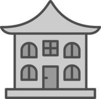 asiatisch Tempel Linie gefüllt Graustufen Symbol Design vektor