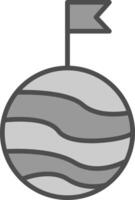 Planet Linie gefüllt Graustufen Symbol Design vektor