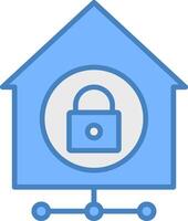 Zuhause Netzwerk Sicherheit Linie gefüllt Blau Symbol vektor