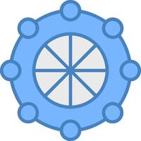 länk hjul linje fylld blå ikon vektor