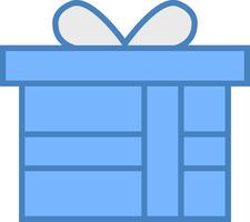 Geschenk Box Linie gefüllt Blau Symbol vektor