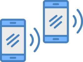 Handy, Mobiltelefon synchronisieren Linie gefüllt Blau Symbol vektor