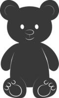 Silhouette süß Bär Puppe schwarz Farbe nur voll Körper vektor