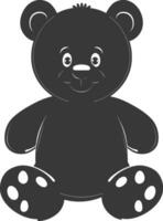 Silhouette süß Bär Puppe schwarz Farbe nur voll Körper vektor