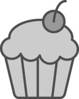 Cupcake Linie gefüllt Graustufen Symbol Design vektor