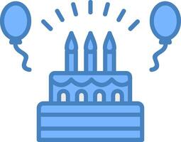 Geburtstag Linie gefüllt Blau Symbol vektor