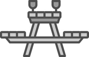 picknick tabell linje fylld gråskale ikon design vektor