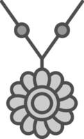Halskette Linie gefüllt Graustufen Symbol Design vektor