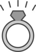 Diamant Ring Linie gefüllt Graustufen Symbol Design vektor