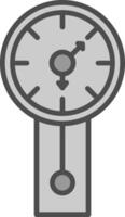 Mauer Uhr Linie gefüllt Graustufen Symbol Design vektor