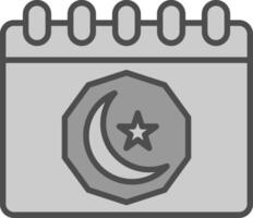 Ramadan Tag Linie gefüllt Graustufen Symbol Design vektor