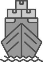 Yacht linje fylld gråskale ikon design vektor