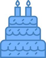 Kuchen Linie gefüllt Blau Symbol vektor