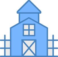 Bauernhaus Linie gefüllt Blau Symbol vektor