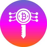 bitcoin nyckel glyf lutning cirkel ikon design vektor