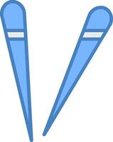Essstäbchen Linie gefüllt Blau Symbol vektor