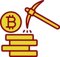 Bitcoin Bergbau Jahrgang Symbol Design vektor