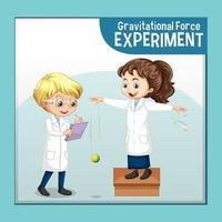 gravitationskraftsexperiment med vetenskapsman barn seriefigur vektor