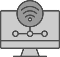 W-lan Server Linie gefüllt Graustufen Symbol Design vektor