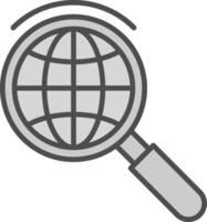 global Suche Linie gefüllt Graustufen Symbol Design vektor