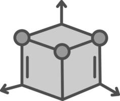 3d modellering linje fylld gråskale ikon design vektor