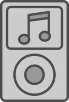 musik spelare linje fylld gråskale ikon design vektor