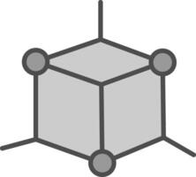 3d modellering linje fylld gråskale ikon design vektor