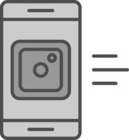 Handy, Mobiltelefon App Linie gefüllt Graustufen Symbol Design vektor