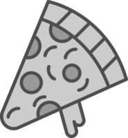 Pizza Scheibe Linie gefüllt Graustufen Symbol Design vektor