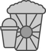 Popcorn Linie gefüllt Graustufen Symbol Design vektor