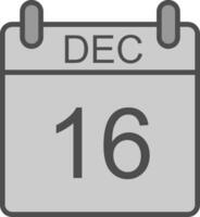 december linje fylld gråskale ikon design vektor