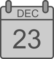 december linje fylld gråskale ikon design vektor