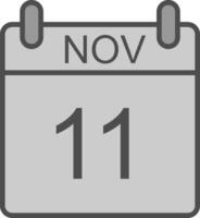 november linje fylld gråskale ikon design vektor