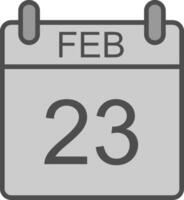 Februar Linie gefüllt Graustufen Symbol Design vektor