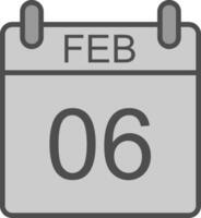 Februar Linie gefüllt Graustufen Symbol Design vektor