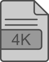 4k fil formatera linje fylld gråskale ikon design vektor