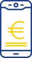 euro mobil betala linje två Färg ikon design vektor