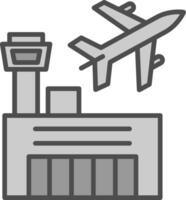 flygplats linje fylld gråskale ikon design vektor