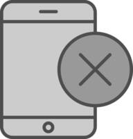 Smartphone Linie gefüllt Graustufen Symbol Design vektor