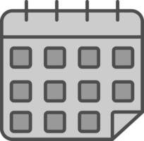 kalender linje fylld gråskale ikon design vektor