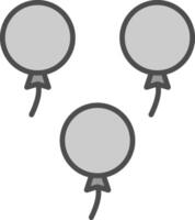 Luftballons Linie gefüllt Graustufen Symbol Design vektor