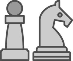 Schach Linie gefüllt Graustufen Symbol Design vektor