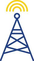 Radio Turm Linie zwei Farbe Symbol Design vektor