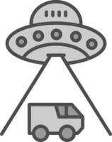 UFO Linie gefüllt Graustufen Symbol Design vektor