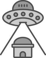 UFO linje fylld gråskale ikon design vektor